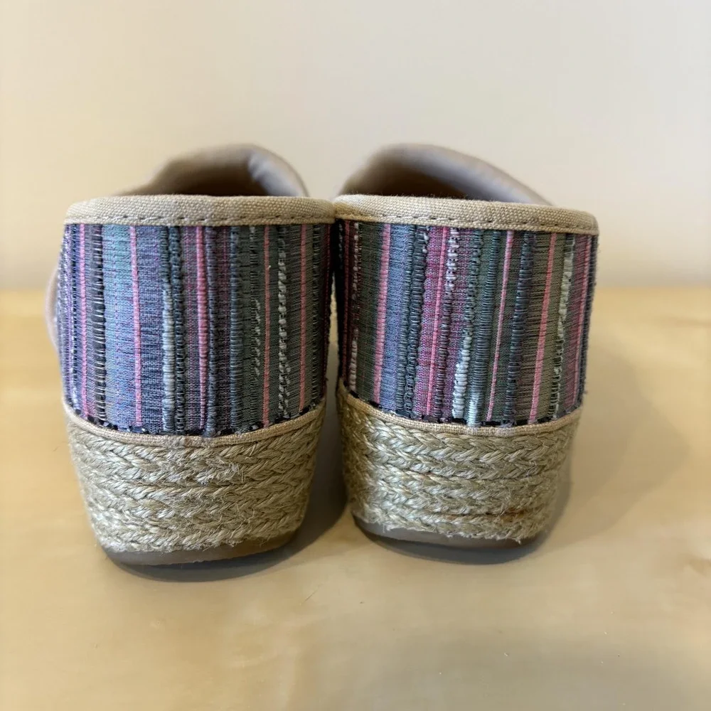 Dansko‎ Shoes Womens Size 39 Multicolor Striped Espadrille Wedge Slip On Comfort